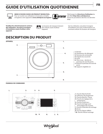 Whirlpool FWDG96148SBS NA Washer dryer Manuel utilisateur | Fixfr