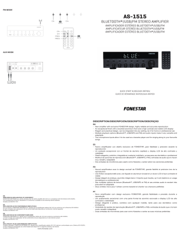 Fonestar AS-1515 Bluetooth® / USB / FM stereo amplifier Mode d'emploi | Fixfr