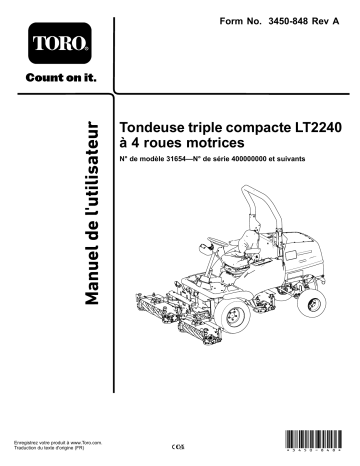 Toro LT2240 Compact Triple 4-Wheel Drive Turf Mower Riding Product Manuel utilisateur | Fixfr