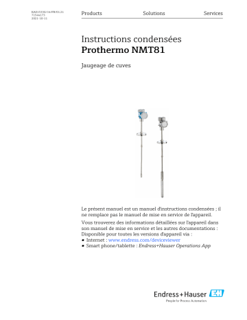 Endres+Hauser Prothermo NMT81 Manuel utilisateur | Fixfr