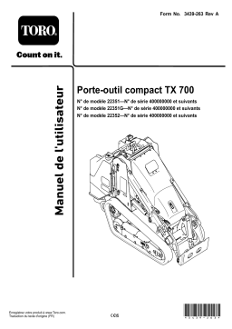 Toro TX 700 Wide Track Compact Tool Carrier Compact Utility Loader Manuel utilisateur