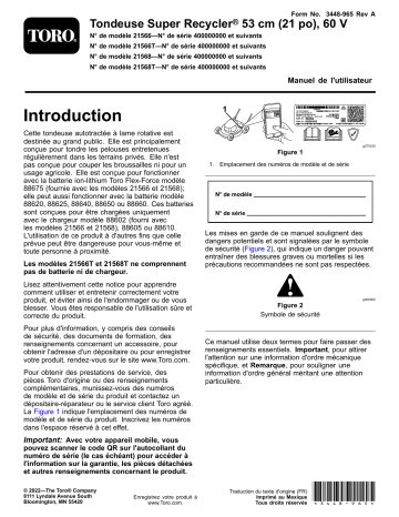 Toro 60V 21in Super Recycler Lawn Mower Walk Behind Mower Manuel utilisateur | Fixfr