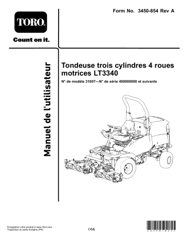 Toro LT3340 4 Wheel Drive Triple Reel Mower Riding Product Manuel utilisateur | Fixfr