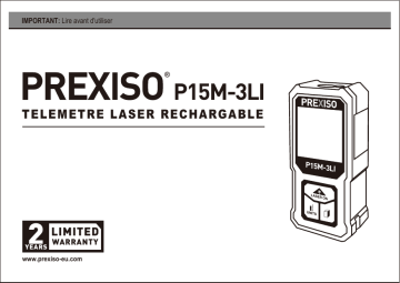 Prexiso P15M-3LI 15M 50FT RECHARGEABLE LASER DISTANCE MEASURE Manuel utilisateur | Fixfr