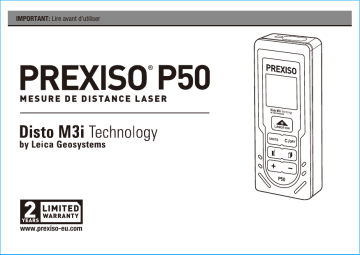 Prexiso P50 50M 165FT LASER DISTANCE MEASURE Manuel utilisateur | Fixfr