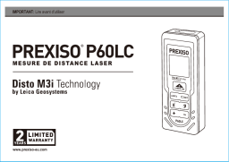 Prexiso P60LC 60M 200FT LASER DISTANCE MEASURE WITH COLOR SCREEN Manuel utilisateur