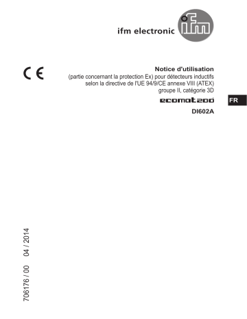 IFM DI602A Compact evaluation unit for speed monitoring Mode d'emploi | Fixfr