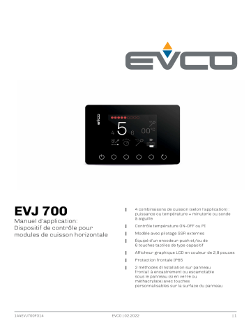 EVJ705Z9 | EVJ725J9 | Evco EVJ705J9VG Controller Installation manuel | Fixfr