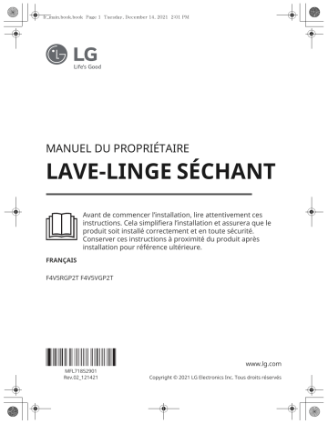 LG F4V5VGP2T Manuel du propriétaire | Fixfr