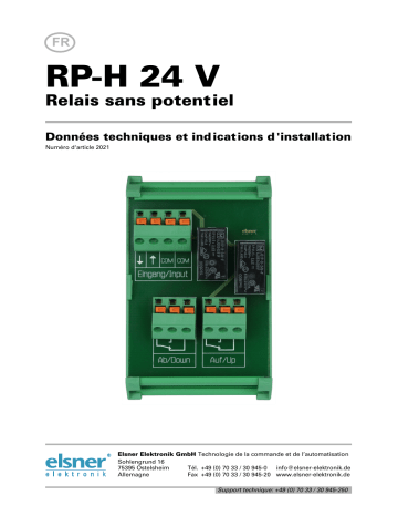 Elsner RP-H 24 V Manuel utilisateur | Fixfr