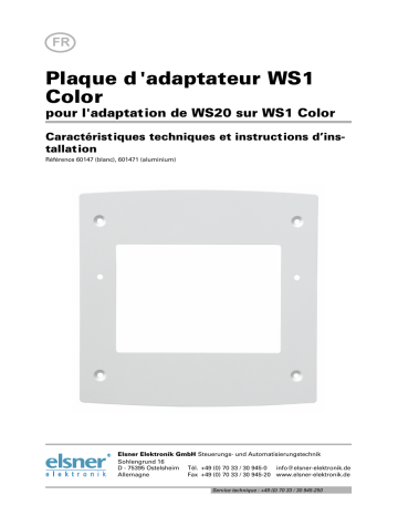 Elsner Adapterplatte WS1 Color Manuel utilisateur | Fixfr