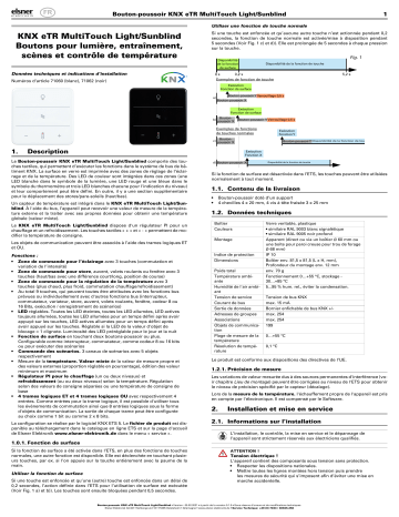 Elsner KNX eTR MultiTouch Light/Sunblind a partir de SW 0.1.9, SN 2021020301 Manuel utilisateur | Fixfr