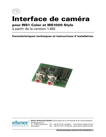 Elsner Interface de caméra WS1Color/WS1000 Style Manuel utilisateur | Fixfr