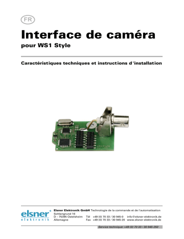 Elsner Interface de caméra WS1 Style Manuel utilisateur | Fixfr