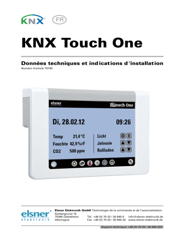 Elsner KNX Touch One Manuel utilisateur | Fixfr