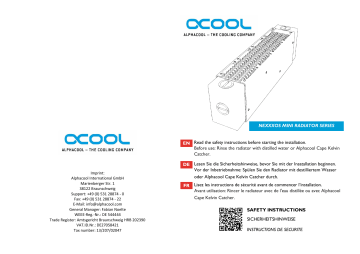 14290 | 14289 | 14293 | 14291 | 14292 | Alphacool 14298 NexXxoS UT60 Full Copper X-Flow 40mm Dual Radiator Manuel du propriétaire | Fixfr