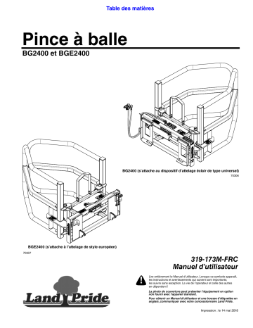 Land Pride BG2400 & BGE2400 Bale Grabbers Manuel utilisateur | Fixfr