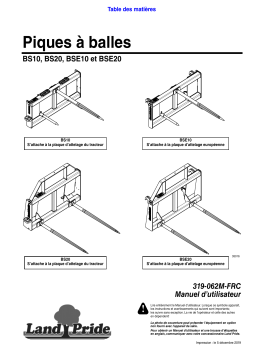 Land Pride BS & BSE 10/20 Series Bale Spears Manuel utilisateur