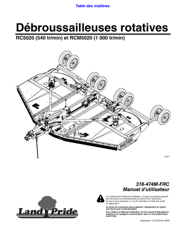 Land Pride RC5020 Rotary Cutters Manuel utilisateur | Fixfr