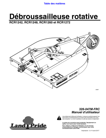 Land Pride RCR12 Series Rotary Cutters Manuel utilisateur | Fixfr