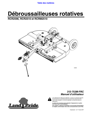 Land Pride RCR25 Series Rotary Cutters Manuel utilisateur | Fixfr