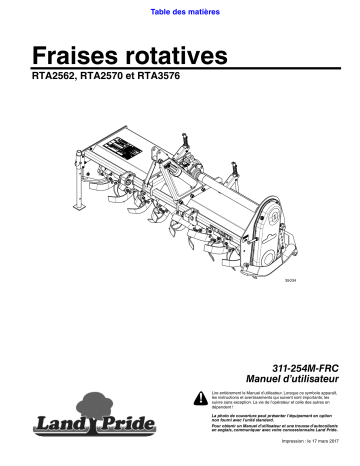 RTA35 | Land Pride RTA25 Series Rotary Tillers Manuel utilisateur | Fixfr