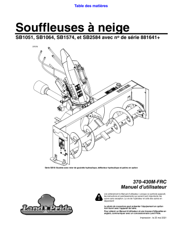 SB25 | SB15 | Land Pride SB10 Series Snow Blowers Manuel utilisateur | Fixfr