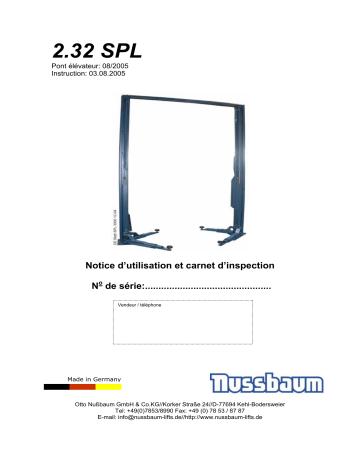 Nussbaum SPL 3200 08/05 2-Post lift Manuel utilisateur | Fixfr