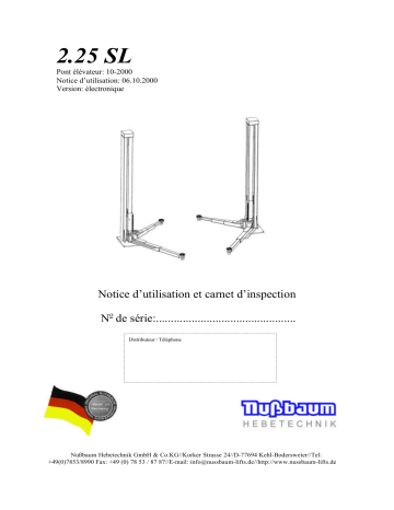 Nussbaum 2.25 SLE 10/00 2-Post lift Manuel utilisateur | Fixfr