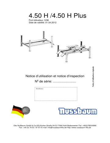 Nussbaum 4.50H 04/12 4-Post lift Mode d'emploi | Fixfr