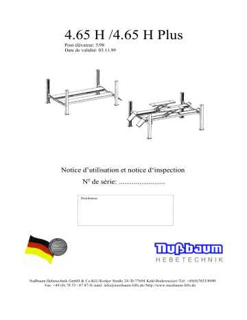 Nussbaum 4.65H 11/99 4-Post lift Mode d'emploi | Fixfr