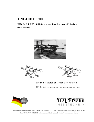 Nussbaum Uni Lift 3500 Classic 10/99 Scissor lift Manuel utilisateur | Fixfr