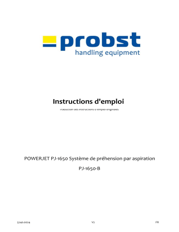 probst PJ-1650-B POWERJET PJ-1650 Vacuum-Lifting Device Manuel utilisateur | Fixfr