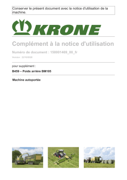 Krone Poids arrière BM105 Mode d'emploi