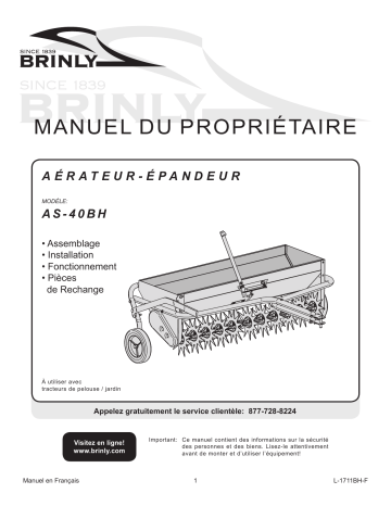 Brinly AS-40BH 40″ Aerator/Spreader Manuel du propriétaire | Fixfr