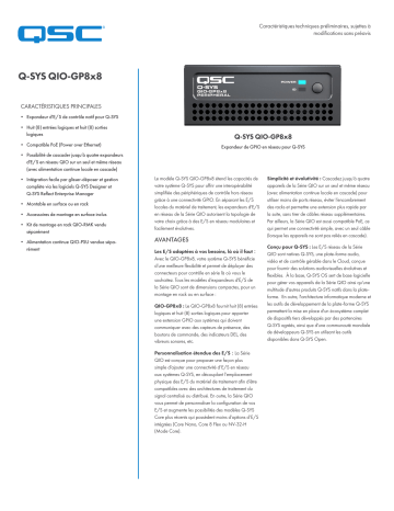 QSC Q-SYS QIO-GP8x8 network GPIO expander spécification | Fixfr