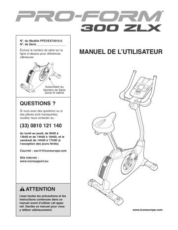 Pro-Form 300 ZLX - PFEVEX74010 Manuel du propriétaire | Fixfr