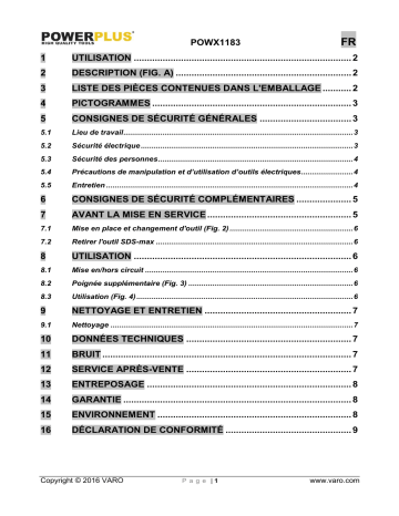 Powerplus POWX1183 Manuel du propriétaire | Fixfr