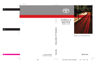 Toyota Matrix 2014 Manuel du propriétaire | Fixfr