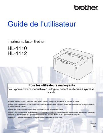 Brother HL-1110 Manuel du propriétaire | Fixfr