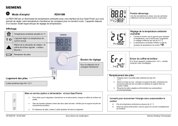 Siemens RDH10M Manuel du propriétaire | Fixfr