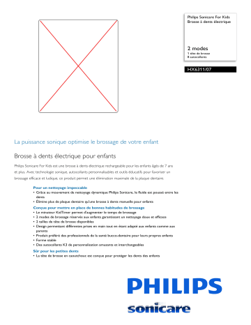 Sonicare HX6311/07 Sonicare For Kids Brosse à dents électrique Manuel utilisateur | Fixfr