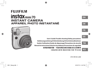 Fujifilm Instax mini 70 Appareil photo instantané Bleu Manuel utilisateur | Fixfr