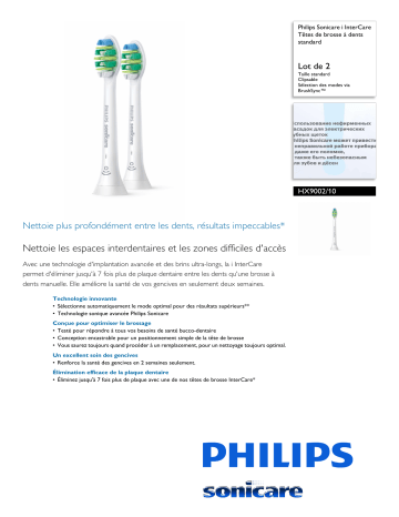 Sonicare HX9002/10 Sonicare i InterCare Têtes de brosse à dents standard Manuel utilisateur | Fixfr