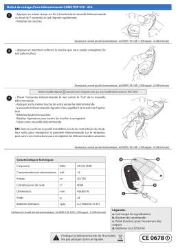 CAME Télécommande radio à deux canaux TOP-432EE Manuel utilisateur