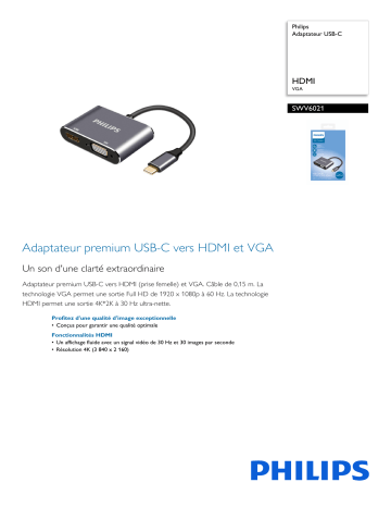 Philips SWV6021/00 Adaptateur USB-C Manuel utilisateur | Fixfr