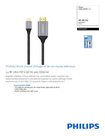 Philips SWV5431/00 Câble HDMI > C Manuel utilisateur | Fixfr