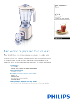 Philips HR2161/40 Viva Collection Blender Manuel utilisateur