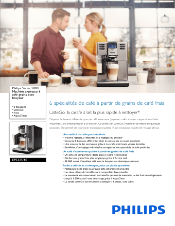 Philips EP5335/10 Series 5000 Machine expresso à café grains avec broyeur Manuel utilisateur | Fixfr
