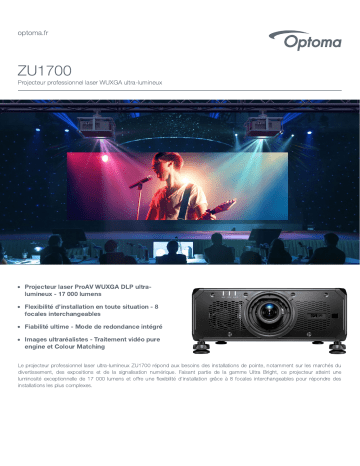 Optoma ZU1700 Ultra bright professional WUXGA laser projector Manuel du propriétaire | Fixfr